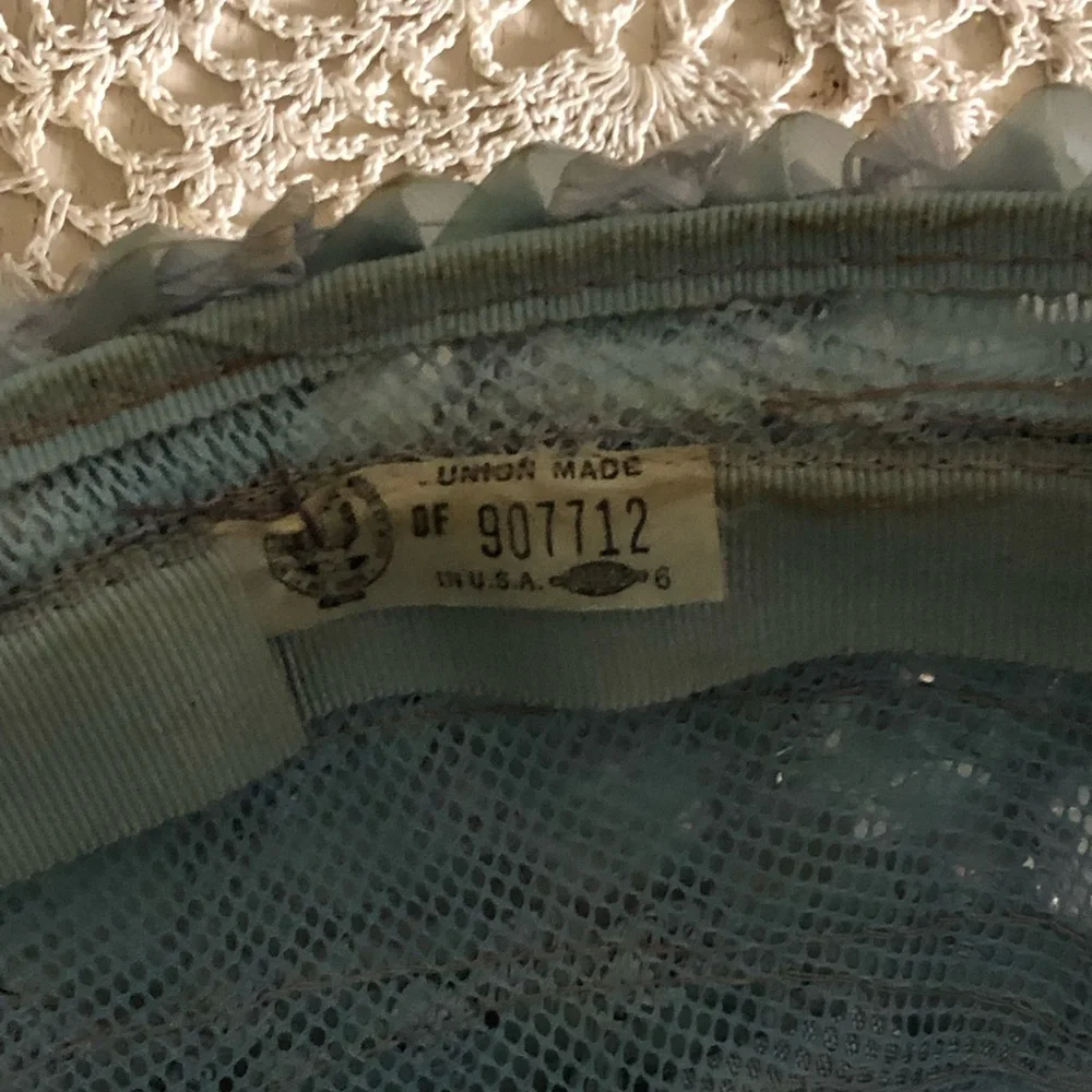 Vintage Baby Blue Raffia Straw Bucket Hat - Picture 7 of 7